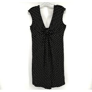 Y2K Maternity Babydoll Polka Dot Dress Sz L Black Beige Parisian Summer Preppy